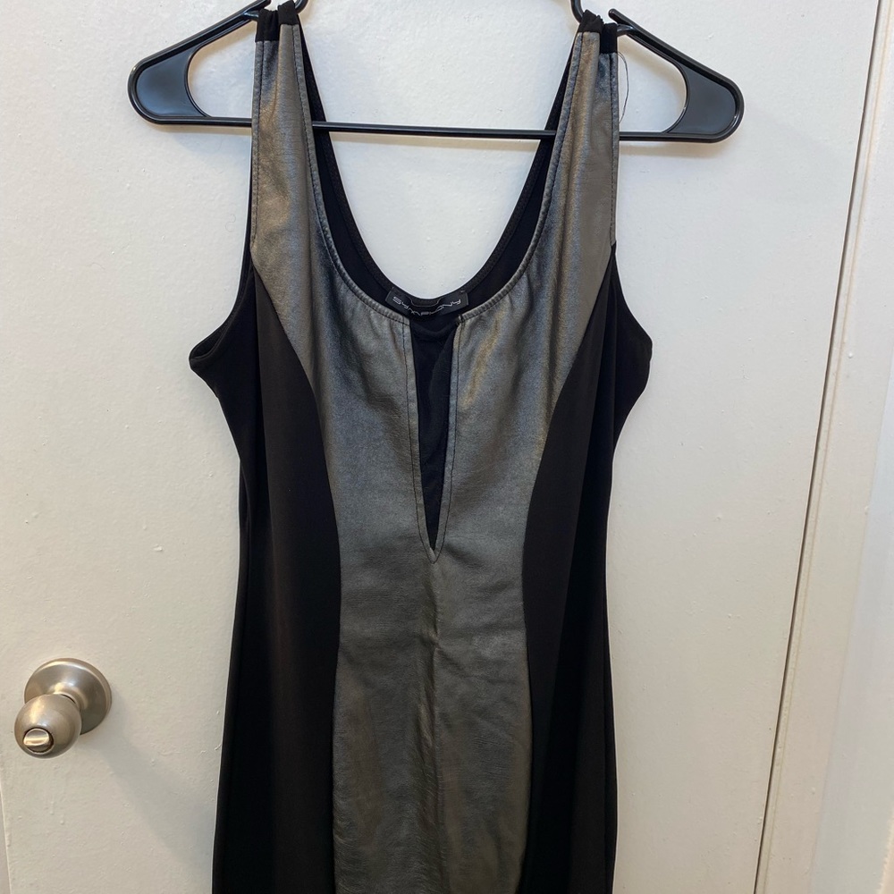 Symphony black and leather dress